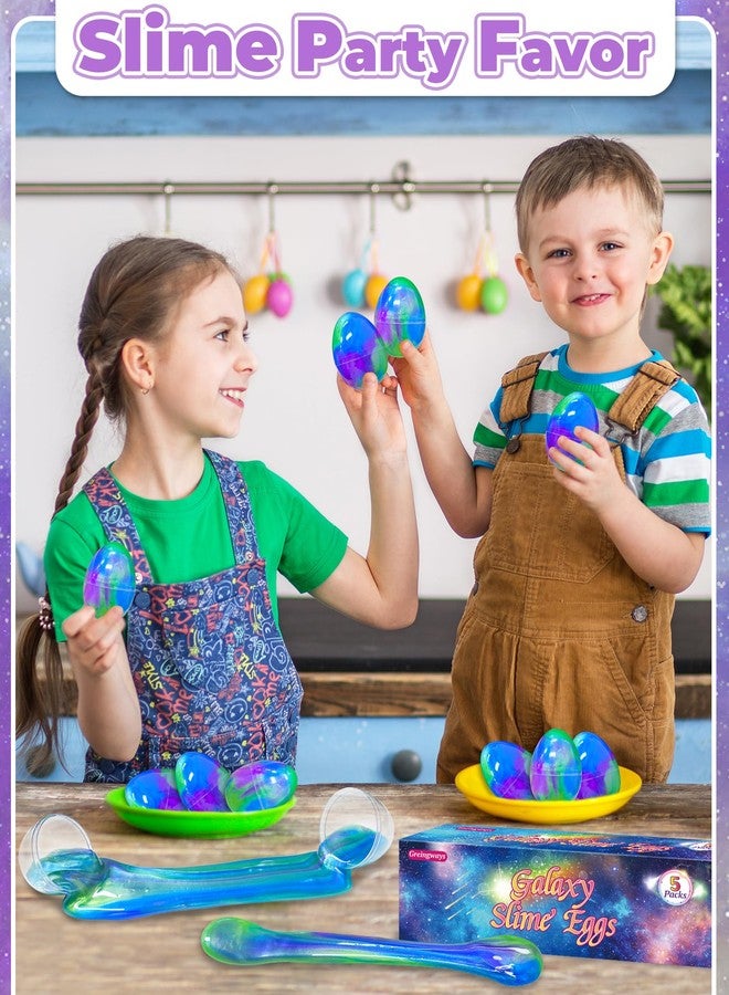 Greingways 5 Pack Prefilled Easter Eggs Galaxy Slime Toys, Teens Easters Basket Stuffers Egg Fillers, Easter Games Gift Party Favors Filled Egg for Kids Boys Girls Toddlers (Blue+Purple+Green) - Image 2